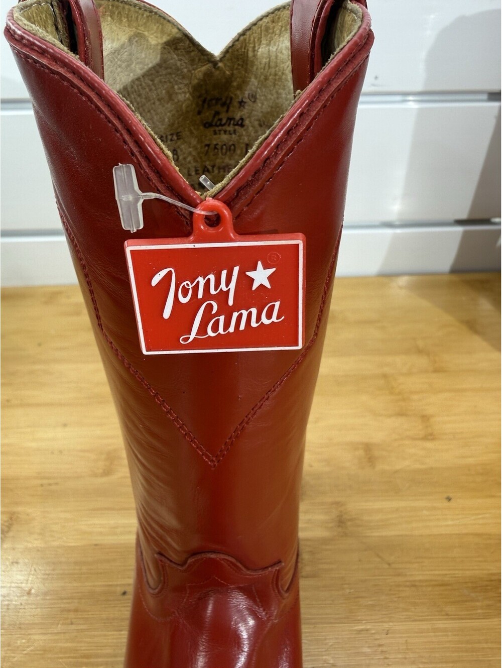 Vintage Tony Lama Women's Red Leather Roper Boots Size 5 B - Picture 6 of 9